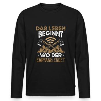 Couteau Bushcrafting Tenue de camping Bushcrafter - T-shirt manches longues Premium bio Homme - noir - Devant - Nico (187cm)
