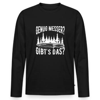 Bushcrafting Camping Bushcraft Knife Bushcrafter - Men's Premium Organic Long Sleeve Shirt - black - Front - Nico (187cm)