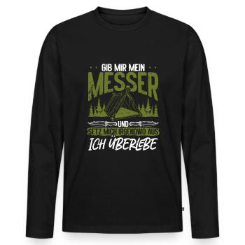 Tenue de bushcraft Survie Camping Bushcrafting - T-shirt manches longues Premium bio Homme - noir - Devant - Nico (187cm)