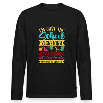 Secrétaire de l’école - T-shirt manches longues Premium bio Homme - noir - Devant - Nico (187cm)