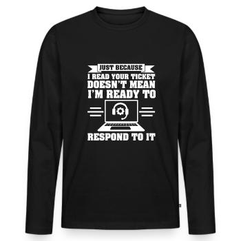 Tech Support - Männer Premium Bio Langarmshirt - Schwarz - Vorne - Nico (187cm)