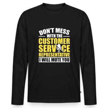 Customer Service Representative CSR - Men's Premium Organic Long Sleeve Shirt - black - Front - Nico (187cm)