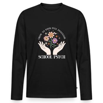 Psychologue scolaire - T-shirt manches longues Premium bio Homme - noir - Devant - Nico (187cm)