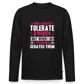 Nurse RN - Men's Premium Organic Long Sleeve Shirt - black - Front - Nico (187cm)