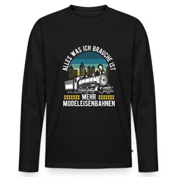 Modeleisenbahn Figuren Modeleisenbahnliebhaber - Männer Premium Bio Langarmshirt - Schwarz - Vorne - Nico (187cm)