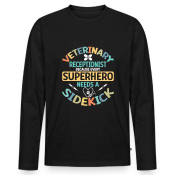 Vet Receptionist - Men's Premium Organic Long Sleeve Shirt - black - Front - Nico (187cm)