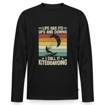 Kiteboarding Kitesurf - Männer Premium Bio Langarmshirt - Schwarz - Vorne - Nico (187cm)