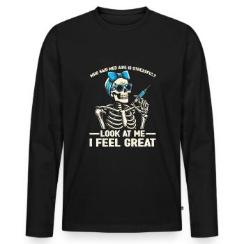 Medication Aide Med Aide - Männer Premium Bio Langarmshirt - Schwarz - Vorne - Nico (187cm)