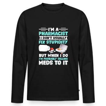 Pharmacist Pharmacy Tech - Men's Premium Organic Long Sleeve Shirt - black - Front - Nico (187cm)