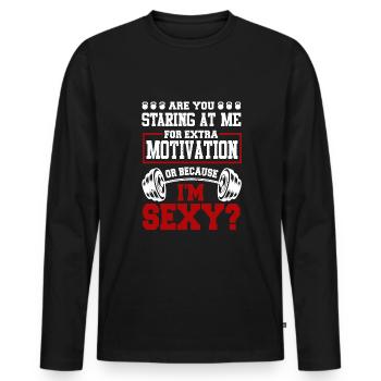 Personal trainer - Men's Premium Organic Long Sleeve Shirt - black - Front - Nico (187cm)