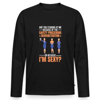 Fly Girl Stewardess Flight attendant - Männer Premium Bio Langarmshirt - Schwarz - Vorne - Nico (187cm)