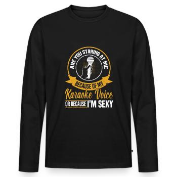 Chanteur de karaoké drôle - T-shirt manches longues Premium bio Homme - noir - Devant - Nico (187cm)