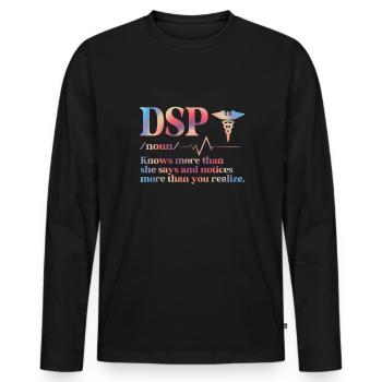 Soutien direct Infirmière DSP professionnelle - T-shirt manches longues Premium bio Homme - noir - Devant - Nico (187cm)