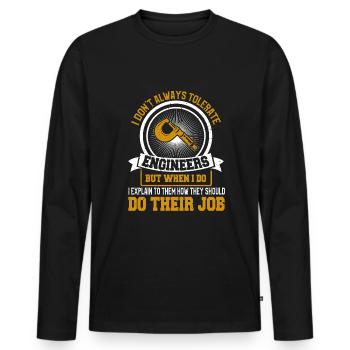 Machinist CNC Machine Operator - Men's Premium Organic Long Sleeve Shirt - black - Front - Nico (187cm)