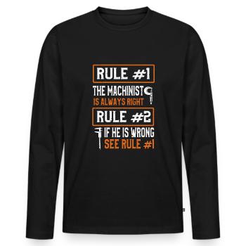 Machinist CNC Machine Operator - Men's Premium Organic Long Sleeve Shirt - black - Front - Nico (187cm)