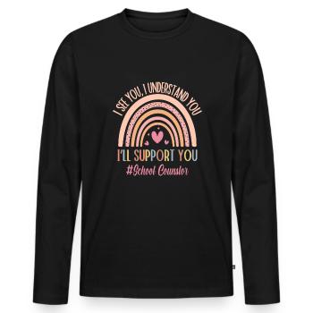 Conseiller scolaire - T-shirt manches longues Premium bio Homme - noir - Devant - Nico (187cm)