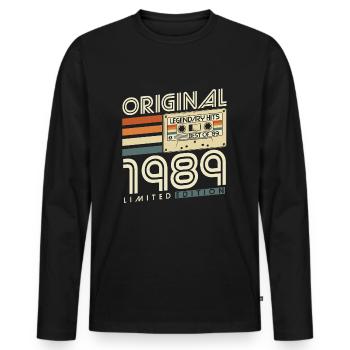 Original 1989 Vintage Vintage Rétro Anniversaire - T-shirt manches longues Premium bio Homme - noir - Devant - Nico (187cm)