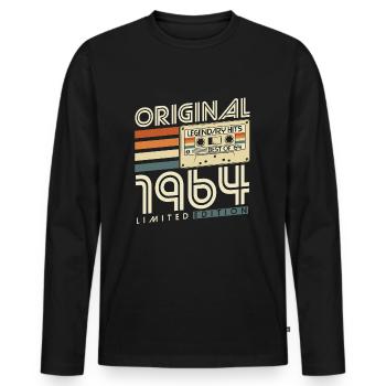 Original 1964 Vintage Vintage Rétro Anniversaire - T-shirt manches longues Premium bio Homme - noir - Devant - Nico (187cm)