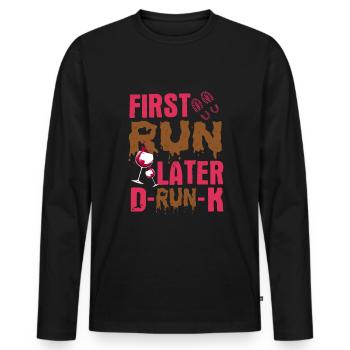 boue course à pied fille de boue - T-shirt manches longues Premium bio Homme - noir - Devant - Nico (187cm)