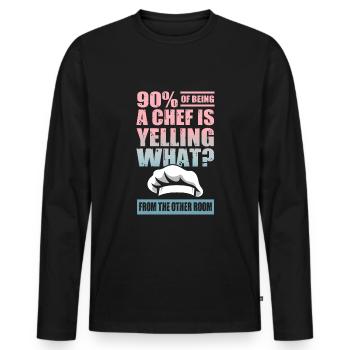 Chef - Männer Premium Bio Langarmshirt - Schwarz - Vorne - Nico (187cm)
