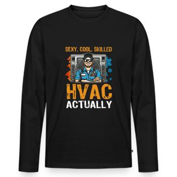 HVAC Tech AC Repairman Technician - Men's Premium Organic Long Sleeve Shirt - black - Front - Nico (187cm)
