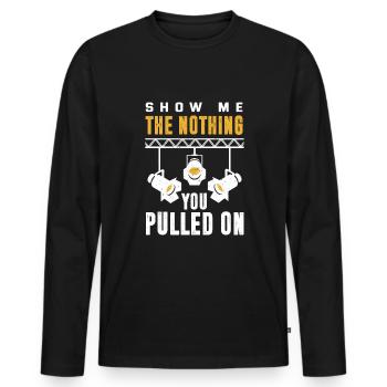 Technicien d’éclairage drôle - T-shirt manches longues Premium bio Homme - noir - Devant - Nico (187cm)