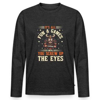 Peintre de figurines de jeux de guerre sur table - T-shirt manches longues Premium bio Homme - anthracite chiné - Devant - Nico (187cm)