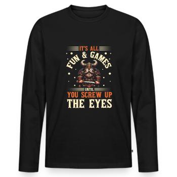 Peintre de figurines de jeux de guerre sur table - T-shirt manches longues Premium bio Homme - noir - Devant - Nico (187cm)