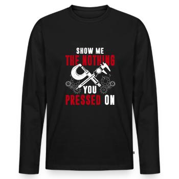 Machinist CNC Machine Operator - Men's Premium Organic Long Sleeve Shirt - black - Front - Nico (187cm)