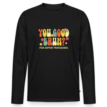 Peer Support Specialist PSS - Männer Premium Bio Langarmshirt - Schwarz - Vorne - Nico (187cm)