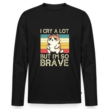Survivant des maux de ventre - T-shirt manches longues Premium bio Homme - noir - Devant - Nico (187cm)
