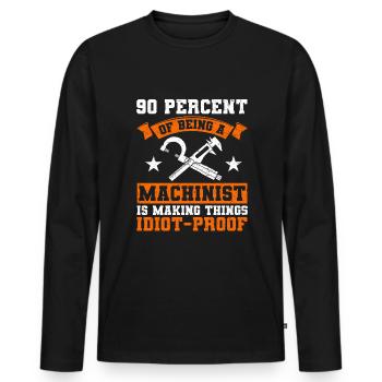 Machinist CNC Machine Operator - Men's Premium Organic Long Sleeve Shirt - black - Front - Nico (187cm)
