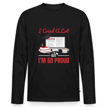 Dissertation defended - Männer Premium Bio Langarmshirt - Schwarz - Vorne - Nico (187cm)