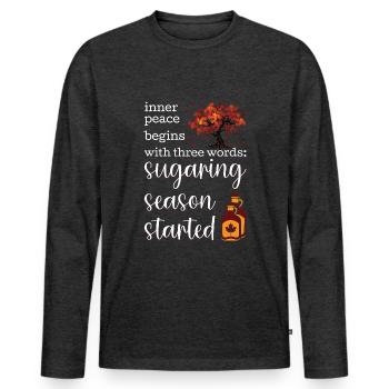 Maple syrup making maple tapping - Men's Premium Organic Long Sleeve Shirt - heather anthracite - Front - Nico (187cm)