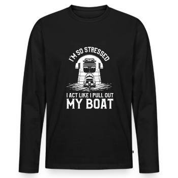 Boating Boat Captain - Men's Premium Organic Long Sleeve Shirt - black - Front - Nico (187cm)