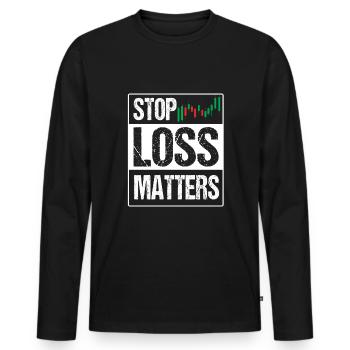 Trader boursier - T-shirt manches longues Premium bio Homme - noir - Devant - Nico (187cm)
