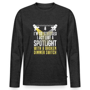 Funny Lighting Technician - Men's Premium Organic Long Sleeve Shirt - heather anthracite - Front - Nico (187cm)