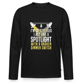 Technicien d’éclairage drôle - T-shirt manches longues Premium bio Homme - noir - Devant - Nico (187cm)