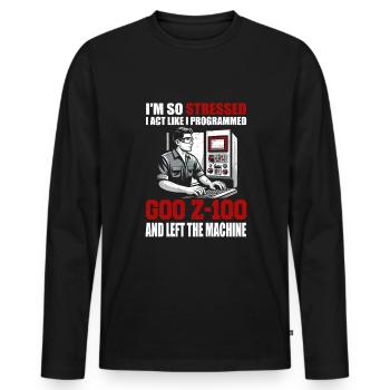 Machinist CNC Machine Operator - Men's Premium Organic Long Sleeve Shirt - black - Front - Nico (187cm)