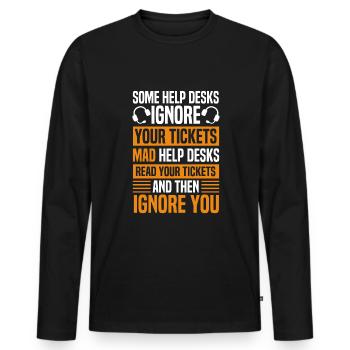 Help Desk Tech Support - Männer Premium Bio Langarmshirt - Schwarz - Vorne - Nico (187cm)