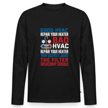 HVAC Tech AC Repairman Technician - Men's Premium Organic Long Sleeve Shirt - black - Front - Nico (187cm)