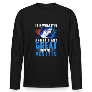 Shark Marine biologist - Männer Premium Bio Langarmshirt - Schwarz - Vorne - Nico (187cm)