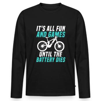 Ebike Electric Bike - Men's Premium Organic Long Sleeve Shirt - black - Front - Nico (187cm)