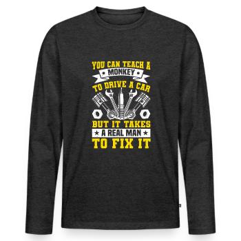Car mechanic engineer - Men's Premium Organic Long Sleeve Shirt - heather anthracite - Front - Nico (187cm)