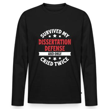 Dissertation defended - Männer Premium Bio Langarmshirt - Schwarz - Vorne - Nico (187cm)