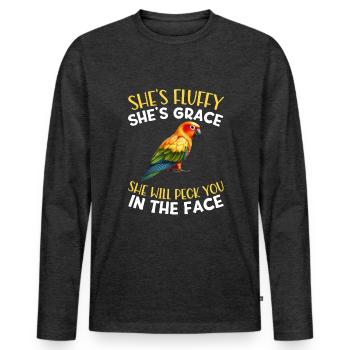 Sun conure - Men's Premium Organic Long Sleeve Shirt - heather anthracite - Front - Nico (187cm)