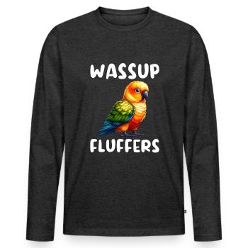 Sun conure - Men's Premium Organic Long Sleeve Shirt - heather anthracite - Front - Nico (187cm)