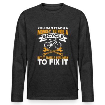 Bicycle mechanic - Männer Premium Bio Langarmshirt - Anthrazit meliert - Vorne - Nico (187cm)