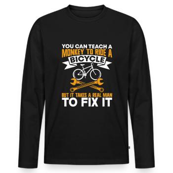 Bicycle mechanic - Männer Premium Bio Langarmshirt - Schwarz - Vorne - Nico (187cm)