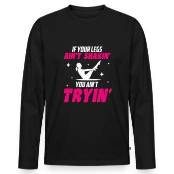 pilates - Männer Premium Bio Langarmshirt - Schwarz - Vorne - Nico (187cm)